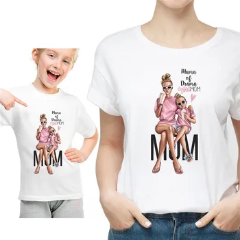 Fashion Ema Ja Tütar Harajuku Valge Tshirt Vanema-lapse Riietus Casual Armas Lühikese Varrukaga Naiste T-särk O-Kaeluse Tees