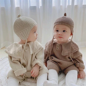 0-24 M Baby Boy Kootud Kombekas eest Vastsündinud Tahke Suur Rinnamikrofon Tüdruk Romper Müts Sügis-Talv Cotton Fashion Lapsed Riided