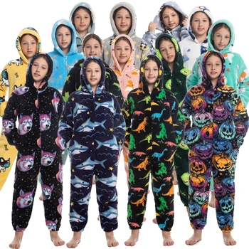 Uus Talve Flanellist Soe Ükssarvik Kigurumi Pidžaama Kapuutsiga Loomade Cartoon Poiste Pidžaamad Ükssarvik Pidžaama Tüdrukutele Lapsed Sleepwear