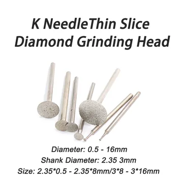 10tk Varre Läbimõõt 2.35 mm K NeedleThin Viil Teemant Lihvimine Pea Läbimõõt 0.5 - 8mm Poleerimine, Lihvimine ja Graveerimine