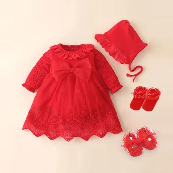 Beebi Ristimine Kleit 2019 Vibu Vastsündinud Beebi Tüdrukud Punane Imiku Kleidid & Riided Lumi Valge Ropa Bebe Beebi Tüdruk Kleidid 3 6 9 Kuud