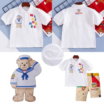 Laste Tunked 2022 Poisid Ja Tüdrukud Cute Cartoon Bear Lõvi Tunked, lühikesed Püksid Tumesinine, Krae Lühikeste varrukatega Särk Polo-Särk