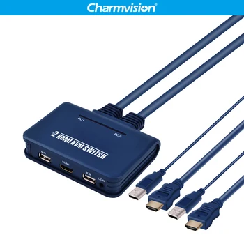 Charmvision HK21 2-Port ARVUTI hosts-USB-HDMI-4K KVM Switcher ehitada-1,5 m HD laiendamine line Nuppu Hotkey Lülitus Töötleja