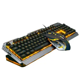 V1-USB-Kaabel-Ergonoomiline Taustavalgustusega Mehaaniline End Gaming Keyboard Mouse Set Klaviatuur Hiired Combo Sülearvuti Lauaarvuti