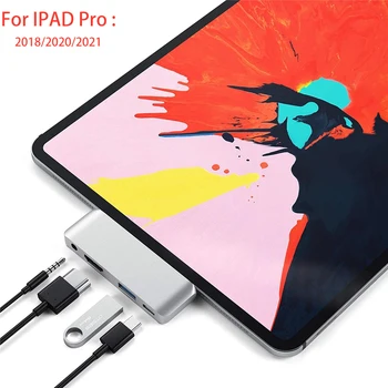 Tahvelarvuti Adapter iPad Pro 2020 Hub USB-C HDMI+Audio 3.5+USB 3.0 hub tüüp-c docking station iPad Pro 2018 Tüüp-C