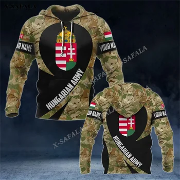 UNGARI EAGLE Camo Armee Veteran 3D Print Lukuga Topp Meeste Pullover Dressipluus Kapuutsiga Jersey Spordidressid Outwear Mantel