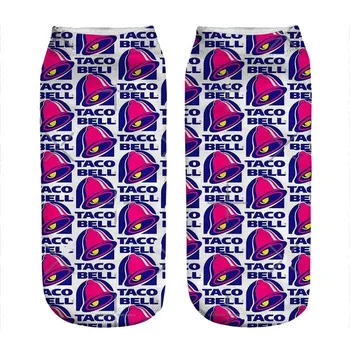 Naiste sokid kawaii lilla Taco Bell Logo Trükitud Sokid Naine harajuku Õnnelik Naljakas Uudsus armas tüdruk kingitus Sokid naistele