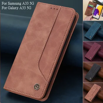Telefon Case For Samsung Galaxy A33 5G 33 Äri Magnet Klapp Nahast Kate Raamat Stiilis Kaardi Omanik Luksus Rahakott Etui Coque