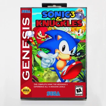 16 bit Sega MD mäng Cartridge with Retail box - Sonic ja Knuckles & Sonic 3 mängu kaart Megadrive Genesis süsteem