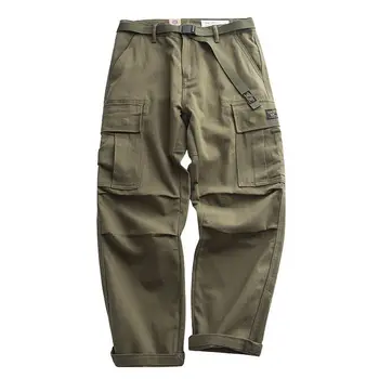 Vintage Joggers Mehed Lasti Püksid Mitme Tasku Mens Tactical Püksid Kottis Pikad Püksid Vabaaja Püksid Kahaki Meeste Riided