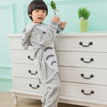 Hall Totoro Pajama Sobiks Lapsed Loomade Onesie Talvel Lapp Sleepwear Kapuutsiga Anime Kigurumi Cosplay Kostüüm Pool Armas Fantaasia
