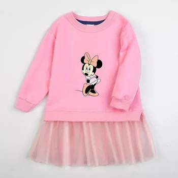 Sügisel Lapsed Vestidos Cartoon Minnie Mouse Trükitud Lühike Dressipluus Kleit Päris Väikesed Tüdrukud Varustus Sünnipäev Laste Kostüüm