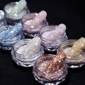 8 Värvi Peegeldav Glitter Pulber Küünte Sillerdav Sädelevat Kristall Teemant Peep Varba Kingad Chrome ' I Pigment Tolmu Nail Art Teenetemärgi