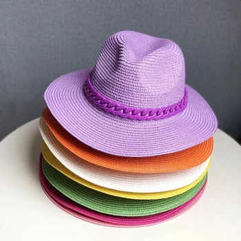 Macaron Straw Hat Visor Jazz Top korea Fashion Värvus Kett Mütsi Rand Akrüülhape Müts Candy Värvi Visiir ühise põllumajanduspoliitika шляпа женская