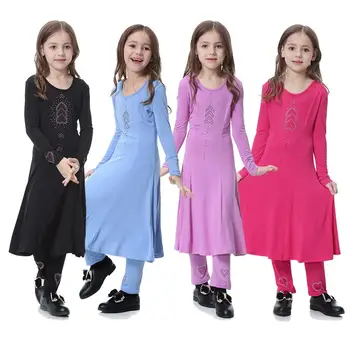 Moslemi Tüdruk Ja Kids Islami Kleit Tüdruk Riided Araabia Moslemi Dubai Lapsed Abaya Tüdrukute Pikad Varrukad Seal Kaftan Riided Maxi Kleidid