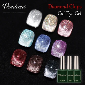 Vendeeni 9 Värvi Glitter Diamond Cat Eye Geeli Küünte poola Magnet Hübriid Nail Art Geel-Lakk Läikiv UV-Laser Cat Eye Geel-Lakk