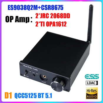 Rod Vihma Audio D1 ES9038Q2M DAC QCC5125 DAC Bluetooth Juhatuse APTX-HD LDAC HIFI Heli Dekooder 2*JRC2068+2*OPA1612 OP Amp Dekodeerimine