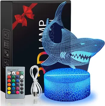 Hai Kingitused Öö Valguses, 3D Hai Lamp16 Värvid Muutuvad Magamistuba Lamp, Shark Decor Mänguasjad Halloween Sünnipäeva Xmas Kingitused Lastele
