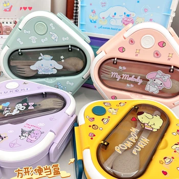 1300Ml Sanrio Palus Cinnamoroll Lpompom Puriin Mymelody Kuromi Lunch Box Mikrolaineahi Küte Lusikas Kawaii Anime Toy Kingitus