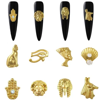 10 Tk Egiptuse Vaarao Kuninganna Küüned Kunsti Sulam Kive Metallist Ehted 8 Kujunduse Kuldne Võlusid Maniküür Kaunistused Asjade#JE689