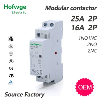 контактор HCH8s-25 Modulaarne Kontaktori 2P 25A AC DC 2NO või 2NC 1NO1NC 24V 220V 110V Automaatne Leibkonna Kontaktori Din Rail Tüüp