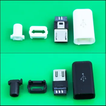 cltgxdd Must valge Micro-USB 5 Pin Male Plug Socket Connector&Plastic liideste Kaas