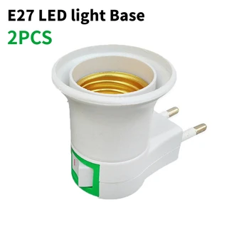 2tk E27 LED valgus EU Pistik Base AC 220V Omanik Adapter Converter Nupp on/OFF Lüliti Pirn Lamp
