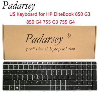 Padarsey Asendamine MEILE Taustvalgustusega Klaviatuur HP EliteBook 850 G3 850 G4 755 G3 755 G4 Sülearvuti Hõbedane Raam koos Pointer