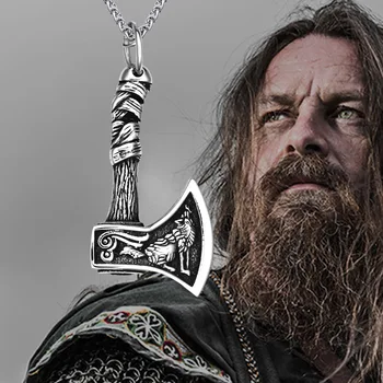 Slaavi Kirves Ripats Kaelakee Doubel Külgedega Odin Raven Hunt Roostevabast Terasest Amulett Kaelakee Meeste Naiste Põhjamaade Viking Ehted