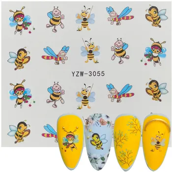 2022 Uus Vesimärk Küünte Kleebised Cute Cartoon Bee Disain Vee Decal Liugurid Wrapid Vahend, Maniküür Küünte Art Decor Nõuanded