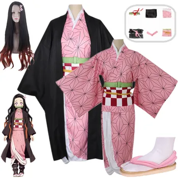 Anime Demon Slayer Kimetsu No Yaiba Nezuko Kamado Cosplay Kostüüm Nezuko Kimono Naiste Ühtsete Halloween Paty Riided