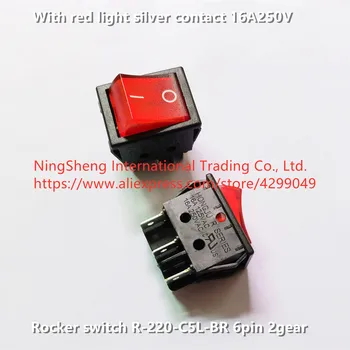 Algne uus 100% rocker-lüliti R-220-C5L-BR 6pin 2gear punase valguse silver kontakt 16A250V