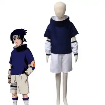 Anime Cosplay Ühtne Sasuke Uchiha Hokage Konohagakure Cos Sinine Top Valged Lühikesed Püksid Handwear 3 Tk Komplekt Jaapani Samurai Komplekt