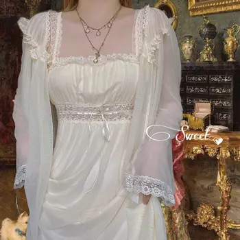 Suvel Naiste Printsess Kleit Prantsuse Sleepshirts Vintage Lady Tüdrukud Nightgowns Nightdress Royal Style Pidžaama Sleepwear