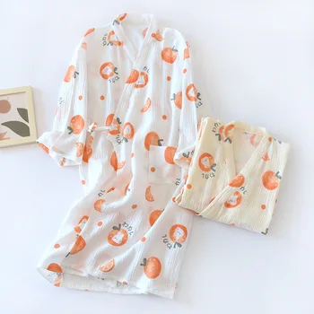 Kevadel ja suvel uus Jaapani kimono hommikumantel 100% puuvillane krepp daamid hommikumantel õhuke pehme mugav nightgowns kodu pidžaama naised