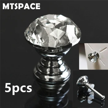 MTSPACE 20mm Crystal Tsingi Sulam 5tk/Set Kapi Nupp Sahtel Tõmmake Käepide Köök Uksega Riidekapp Riistvara Kristall Klaasi Kustuta