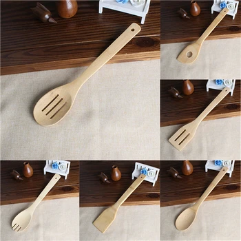köök tööriistad 1tk Bambus Lusika Spaatliga Köök Anum Puidust Toiduvalmistamise Vahend Segamine Komplekt