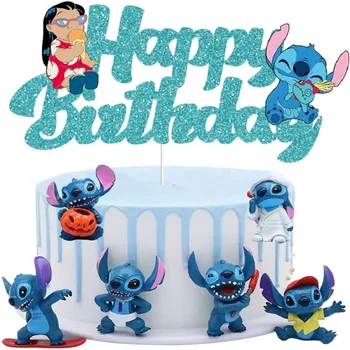 Lilo & Stitch Sünnipäeva Kook Decor Õmblema Sinine Koogikarpides Torukübar Lipu Lapsed Poisid Anniversaire Pool Baby Shower Kook Lapsed Soosib