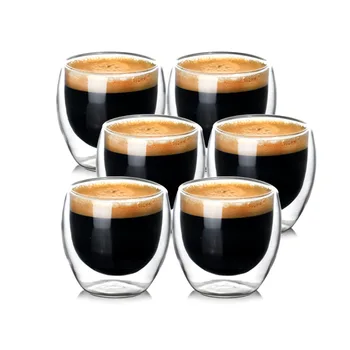 80ML Kahekordse Seina Klaas Tass Läbipaistev Käsitöö kuumakindel Tee Juua MINI Whisky Cup Nespresso Espresso Kümmekond Kohvi Tassi Komplekt