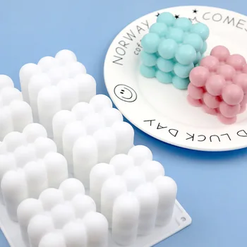 6 Süvend Mull Küünal Hallituse Silikoon Cube Hallituse DIY Küünla valmistamiseks Hallituse 3D Magustoit Mousse Kook Šokolaadi Puding Jelly Küpsetamine Hallituse