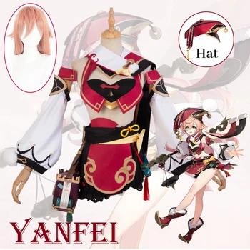 Genshin Mõju Yanfei Cosplay Kostüüm Ühtne Parukas Anime Halloween kvaliteetsed Kostüümid, Naiste Mäng