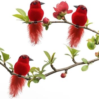 3tk Kunstlik Punane Lindude Jõulupuu Ornament, Imiteerides Lindude Clip-Vaht Kardinalid Suleliste Linnud Xmas Kodu Aed Decor
