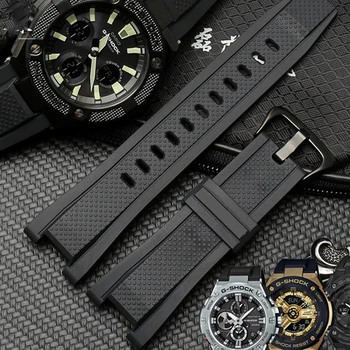 Kummist Watchband jaoks Casio G SHOCK Seeria GST-210/W300/400G/B100 Veekindel Silikoon Watch band Meeste rihmad Tarvikud 26*14