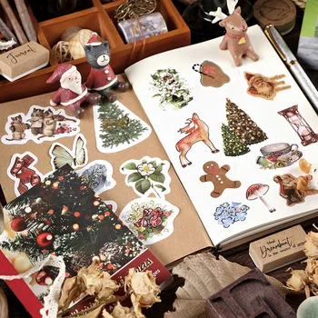 1packs/PALJU häid jõule seeria armas armas loominguline teenetemärgi DIY kullakiht art paper kleebised