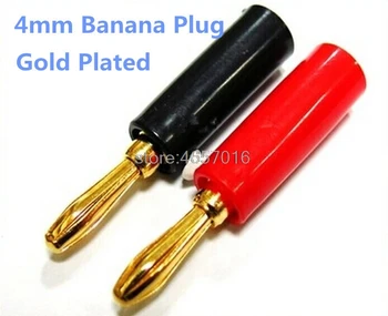 Hea kvaliteediga 20pcs/palju 4mm Banana Pistik kullatud Pistik Pistik Banaan Pea Must ja Punane Värv