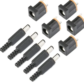 10TK SM-012 DC Connector Power Kit Plug Male / Female DC Jack Socket Connector 5.5X2.1mm 2.1 pesa ümber varda