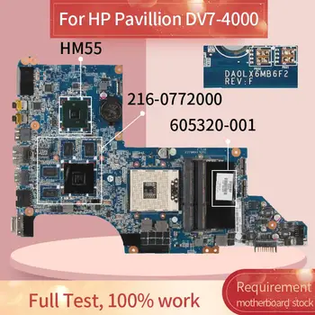 605320-001 605320-501 Sülearvuti emaplaadi HP Pavillion DV7 DV7T DV7-4000 HD5650M 1GB I7 Sülearvuti Emaplaadi DA0LX6MB6F2 HM55
