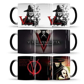 Klassikaline Filmi V for Vendetta Värviga Kohvi Kruus Cup Magic Keraamilist Tassi Tee Piim Tassi Kohvi Kruusid Drinkware Kingitus