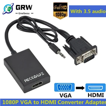 Full HD 1080P VGA HDMI-ühilduvate Converter-Adapter-Kaabel Audio-Väljund, VGA HD Adapter ARVUTI sülearvuti HDTV Projektoriga