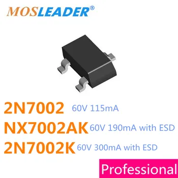 Mosleader SOT23 3000PCS 2N7002 2N7002K NX7002AK koos ESD Mosfet N-Channel 60V 115mA 190mA 300mA NX7002 7002 702 2N7002LT1G hea